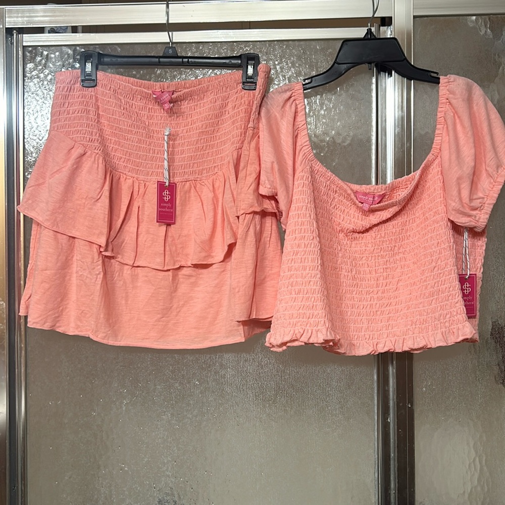 Simply southern peach/orange skirt and matching top